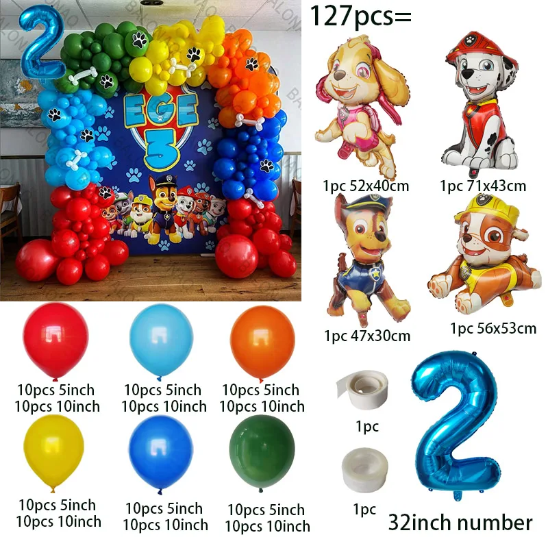 Paw Patrol Latex Balloon Set Number Children\'s Happy Birthday Party Decoration Arch Garland Kit Baby Shower Globos Balloon Toy