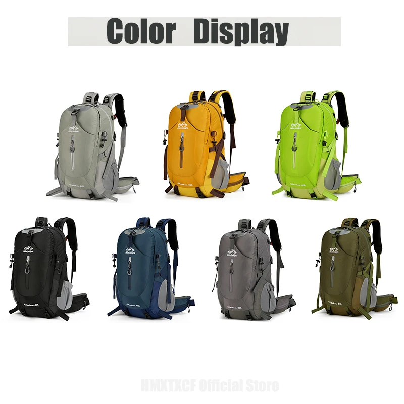 40L المشي لمسافات طويلة التخييم على ظهره السفر مع غطاء للمطر في الهواء الطلق حقيبة التسلق النايلون حقيبة كبيرة الأمتعة عطلة نهاية الأسبوع الرياضة المدرسية الرجال