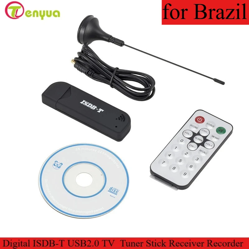 

2025 Mini Digital ISDB-T USB2.0 TV HDTV Tuner Stick Receiver Recorder With Remote Control Antenna for Brazil