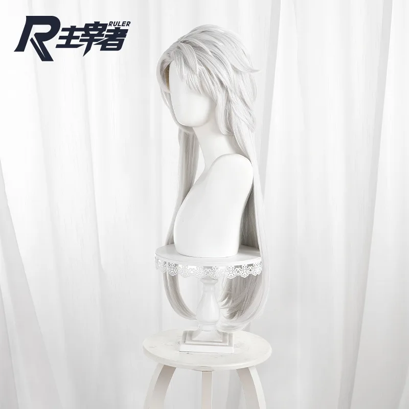 게임 아이덴티티 V 미치코 코스프레 가발 긴 은백색 머리 할로윈 파티 역할 놀이 가발 + 무료 모자