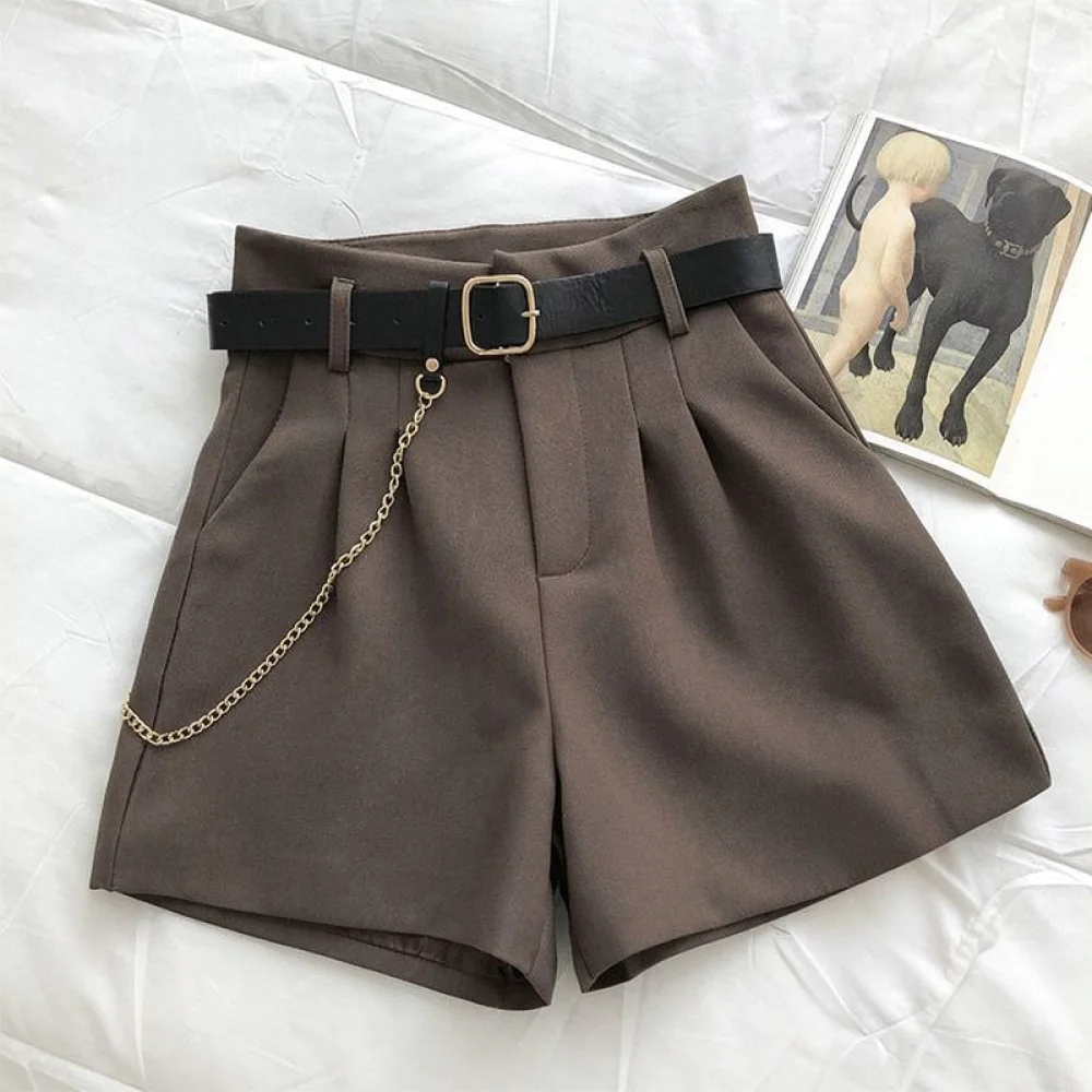 Womens Summer High Waist Suit Shorts Wide Leg Pants Korean Style Fashion Casual Office Wear Slimming Comfortable Bottoms