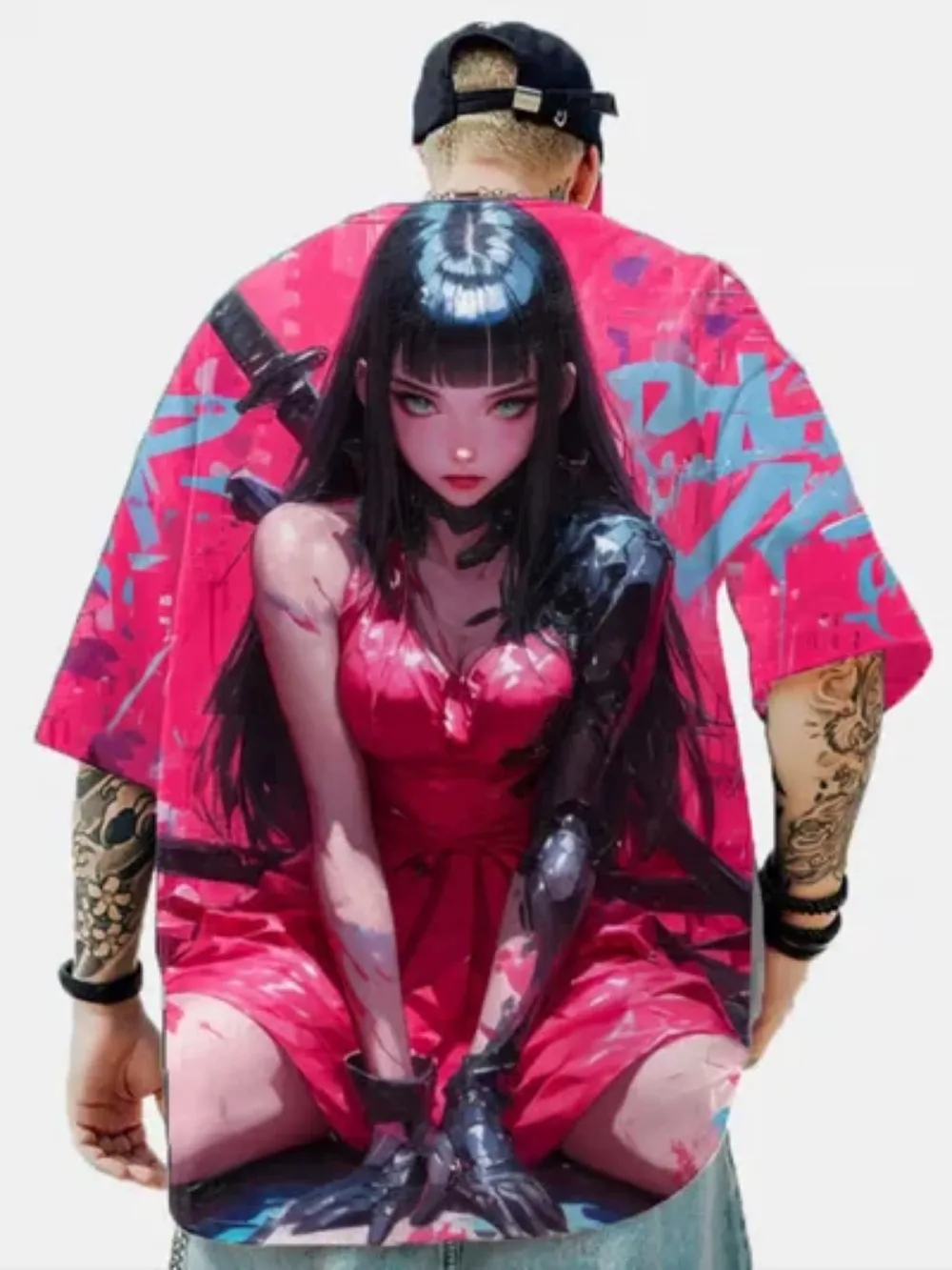 Japanese Anime Sexy Female 3D Print Sprot Breatha Quick-dry Men's Large-size T-shirt Outdoor Street Casual Parent-Child Clothing