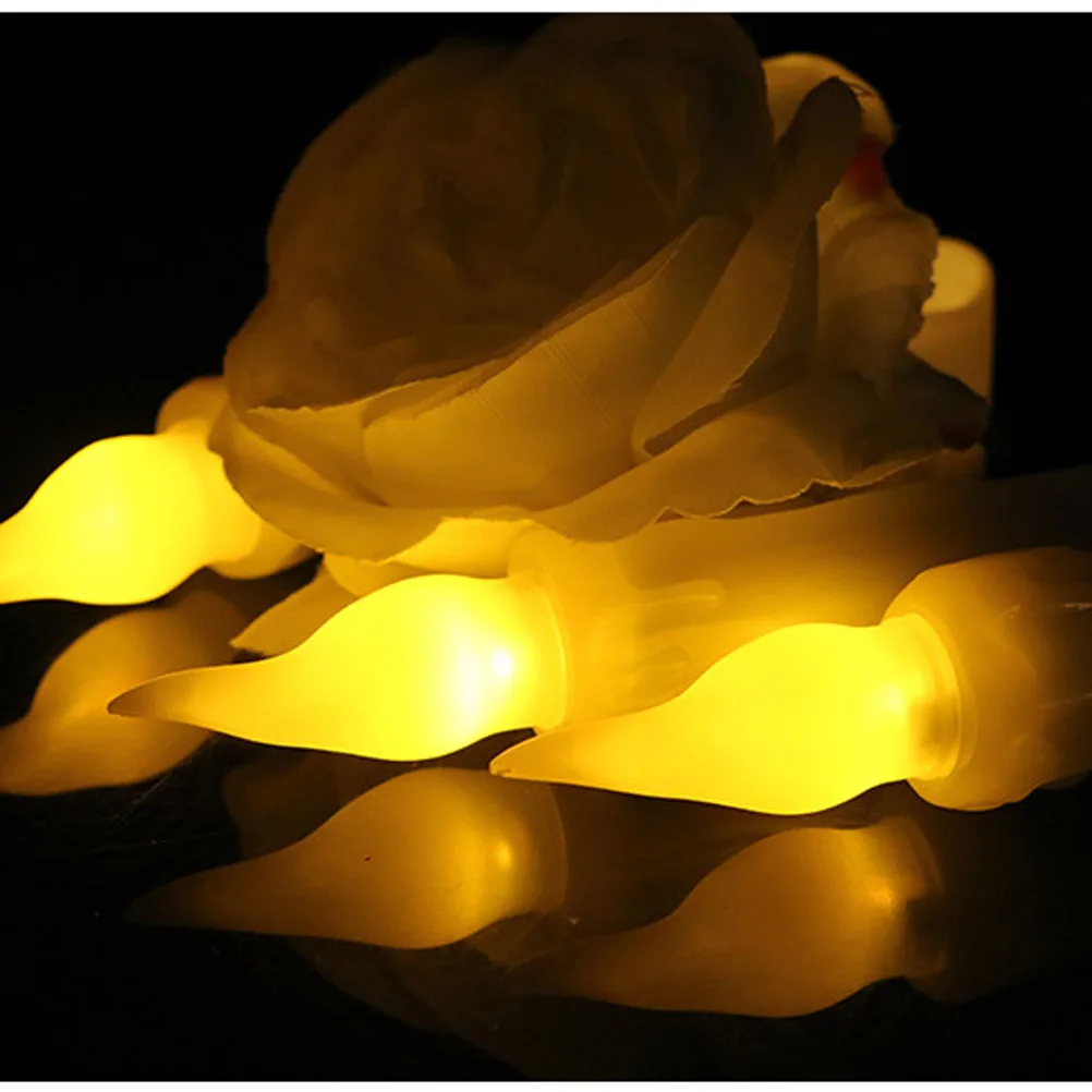 6Pcs LED Electronic Flameless Candles Slim Drip Flickering Yellow Light Operated Safe Decorative Lights