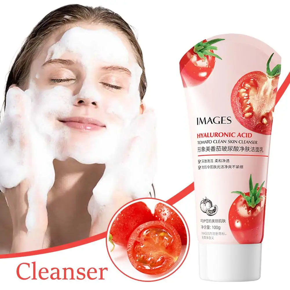 Limpiador Facial con ácido hialurónico de tomate, limpieza Facial Suave y opaca, hidratante de poros, mejora el lavado de la cara, producto de limpieza F6D9