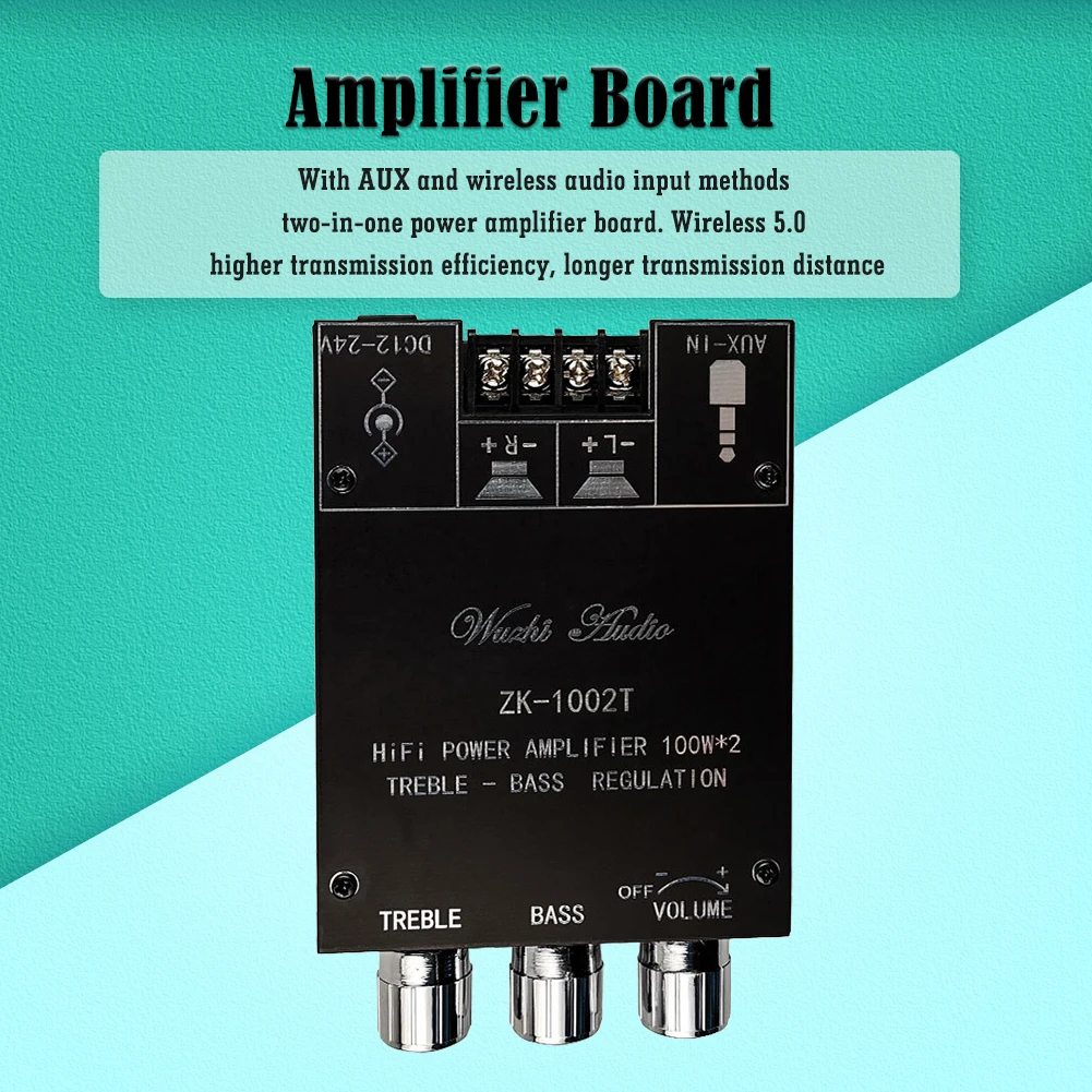 ZK-1002T Bluetooth-Compatible Amplifier HIFI 2.0 Channel 100Wx2 Audio Module Kit