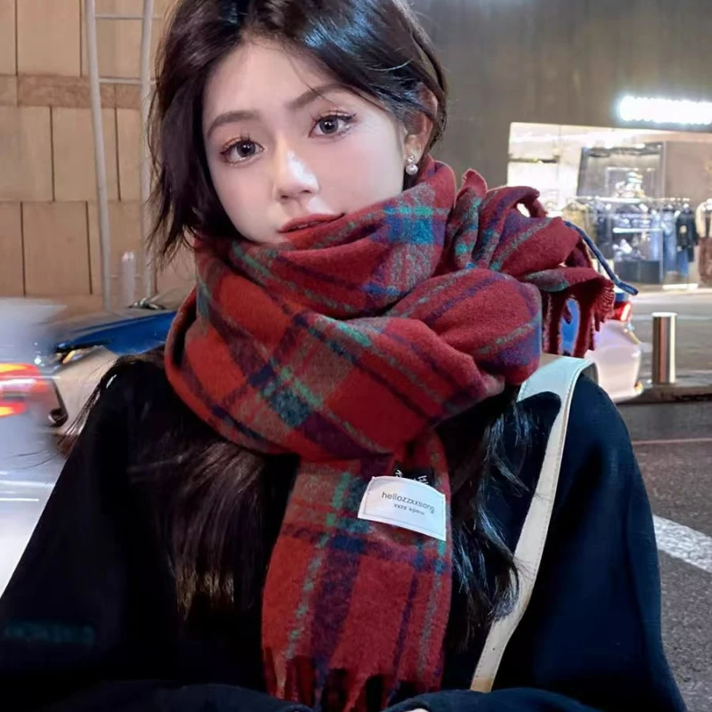 Rainbow Jelly Bean Inspired Cozy Atmosphere Women's Winter Scarf, Sweet Tassel Warm Faux Cashmere Neck Warmer Shawl