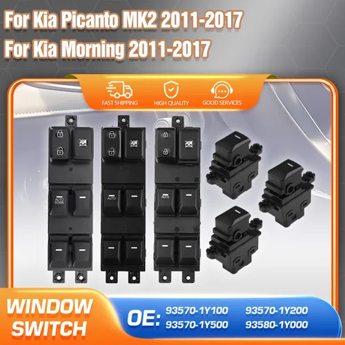 Imagen 1 del producto Piezas para Kia Picanto 2011-2017 Kia Morning botón de interruptor de Control de ventanilla eléctrica 93570-1Y100 93570-1Y200 93570-1Y500 93580-1Y000
