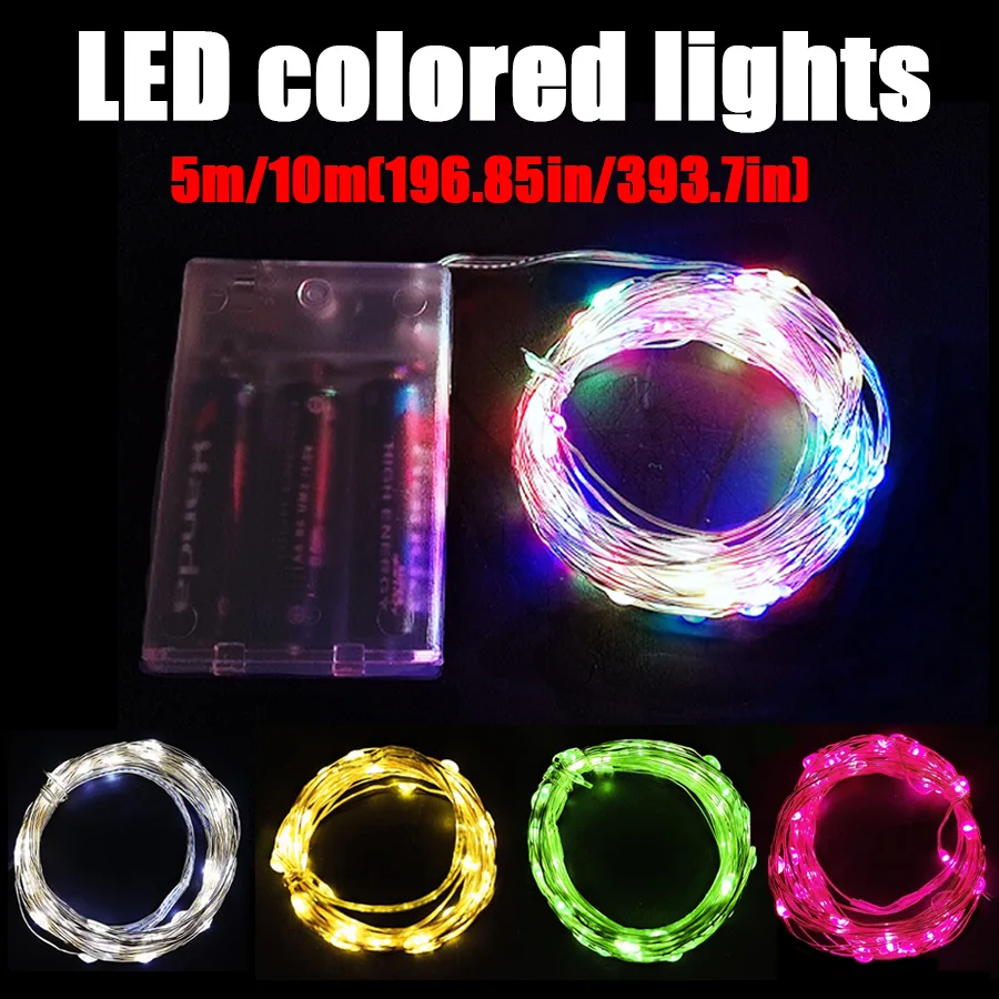 5m/10m LED copper wire lamp battery box light string colored light holiday decoration indoor decorative light