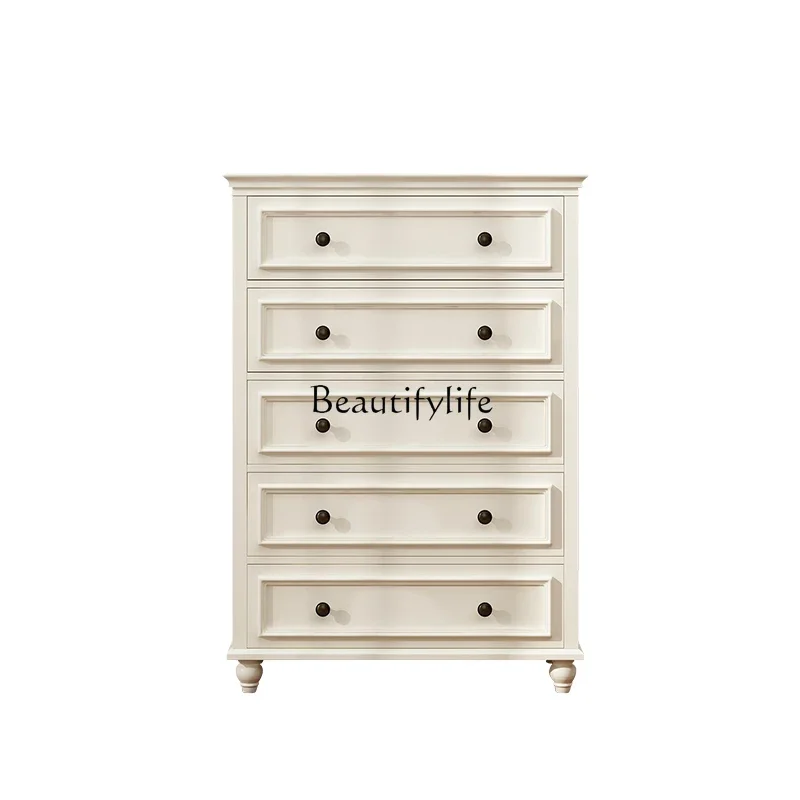 

LAmerican solid wood white 5679 chest cabinet simple modern drawer storage cabinet
