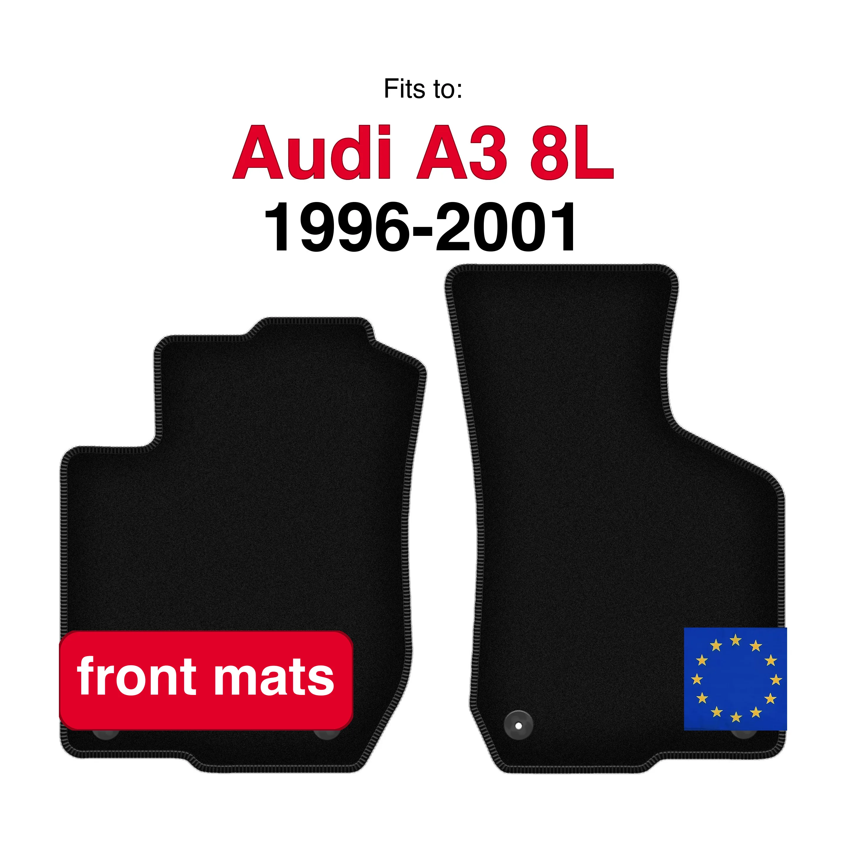 Velours tapijten voor Audi A3 8L hatchback (1996-2001) -Zwart (2 stuks)