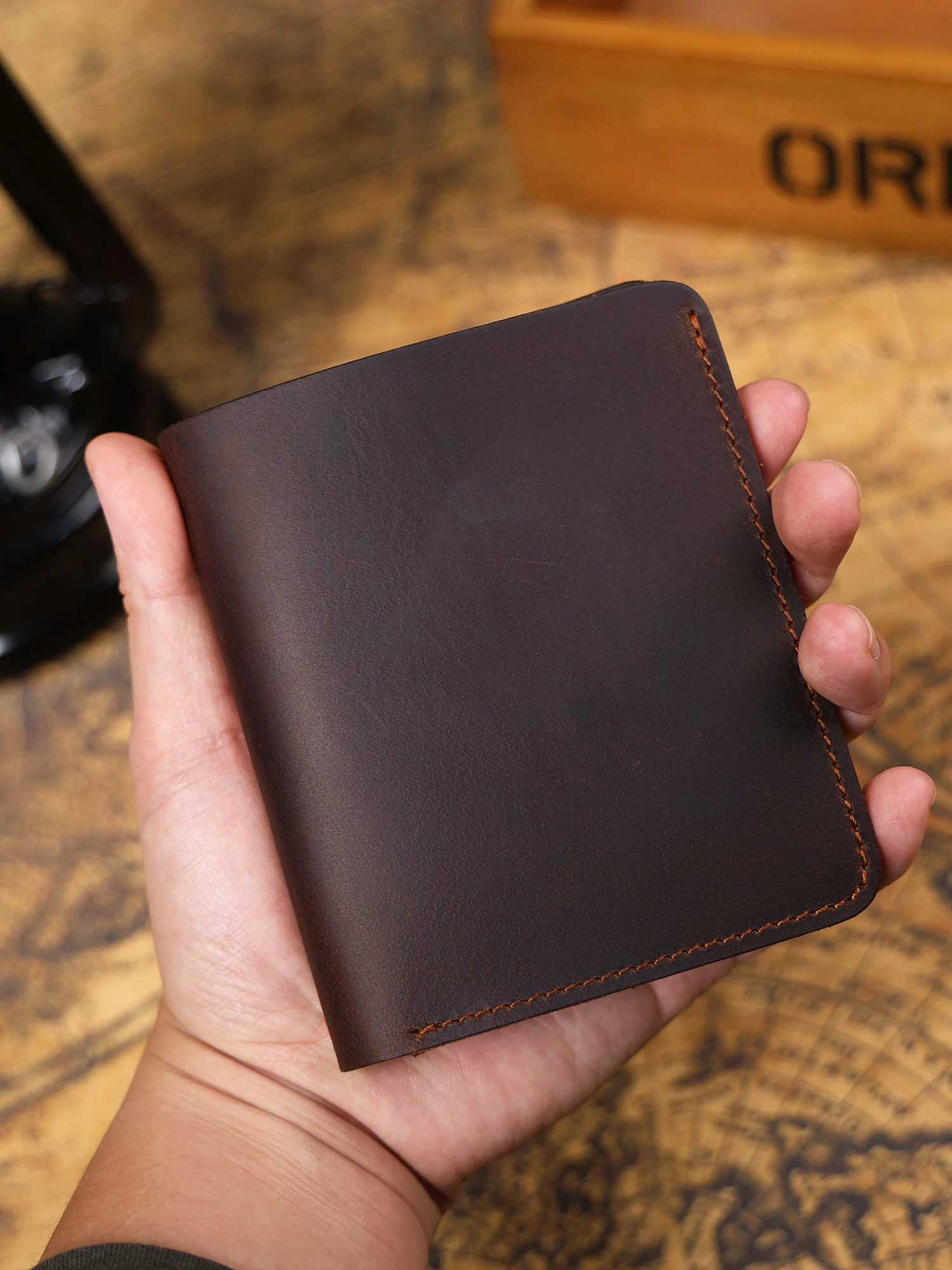 Echtes Leder Herren-Geldbörse Kartenhalter Einfache Mini-Geldbörse Perfekt zum Tragen von Bargeld & Karten – Detail 4
