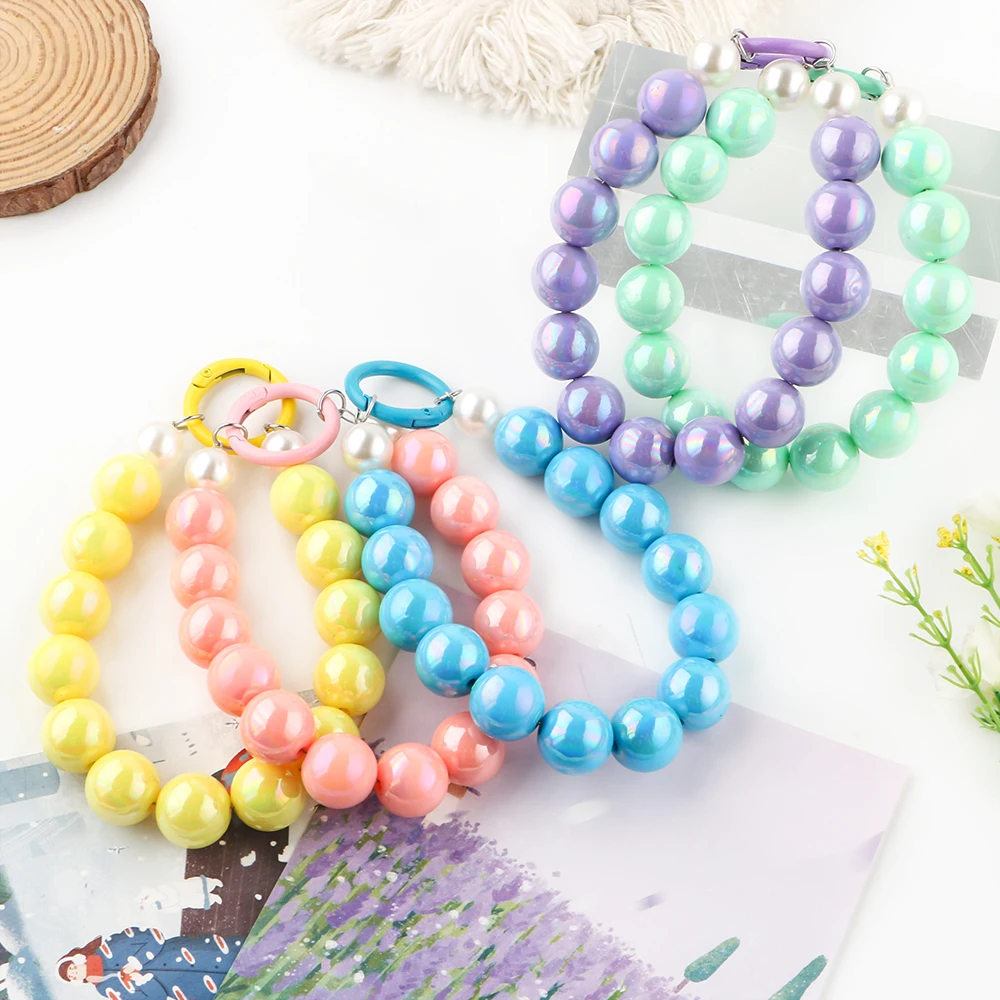 1Set Acrylic Solid Color Round Beads Multi Functional Chain Applicable To Backpack Pendant Keychain Phone Chain Accessories Etc