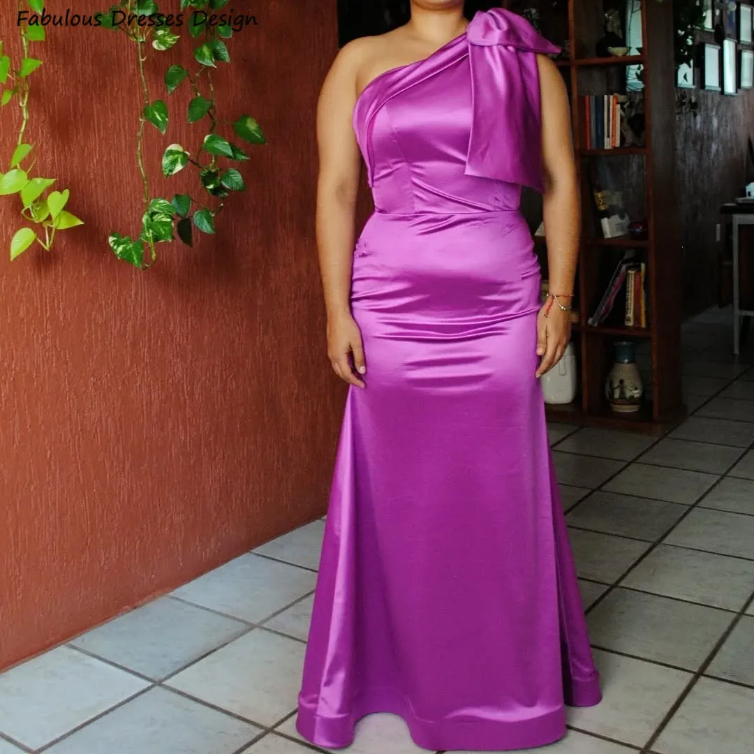

Formal Long Mermaid Bridesmaid Dresses Bow One Shoulder 2025 Women Prom Party Gown Sleeveless Trumpet Wedding Guest Dress