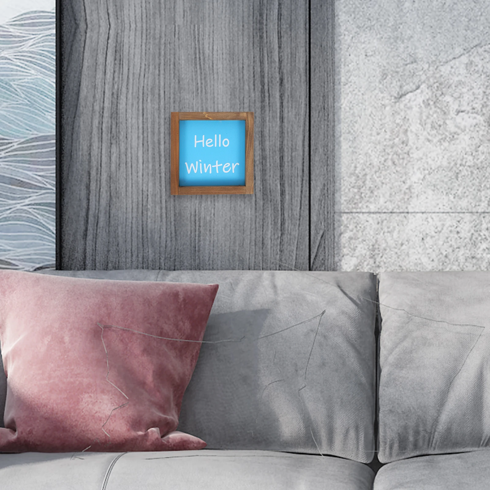 

Rustic Wooden Winter Sign Farmhouse Tabletop Decoration Centerpiece for Living Room Bedroom Office Desk Wall Home Decor Indoor