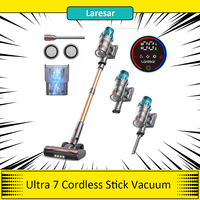 Laresar Ultra 7 Cordless Stick Vacuum, 550W/45kPa Powerful Suction, Touch Screen, Up to 60 Mins Runtime