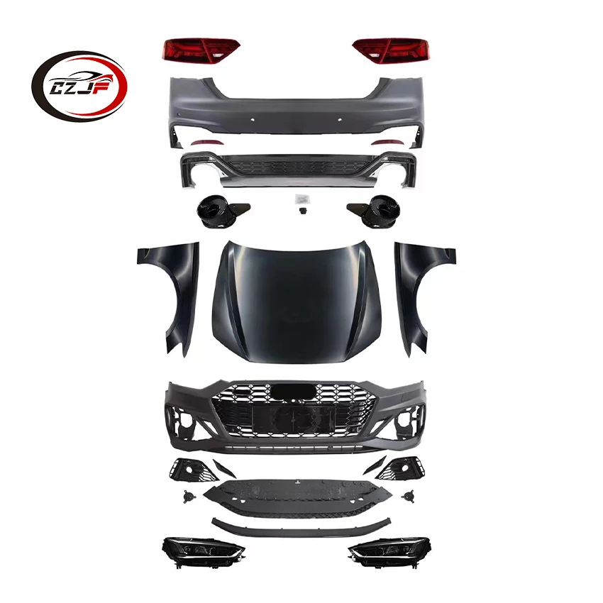 CZJF Hot Selling Car Rear Bumper Lip Grille Body Kit For Audi A5 2008 2009 2010 2011 2012 2013 2014 2015 2016 Black 1set