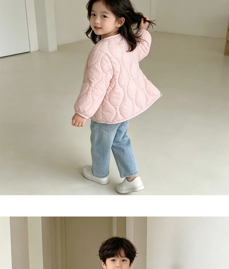 2-7 Jahre Winter Kinder Wattierte Jacke V-Ausschnitt Druckknopf Einfarbiger Mantel für Jungen Mädchen Warme Kinder Oberbekleidung Alltag – Detail 4