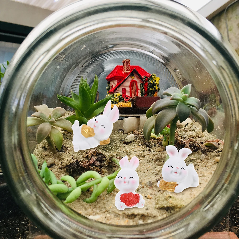 

10 Pcs Zodiac Rabbit Figurines Resin Bunnies Decorations Home Yard Garden Micro L Bunny Toys Small Statues
