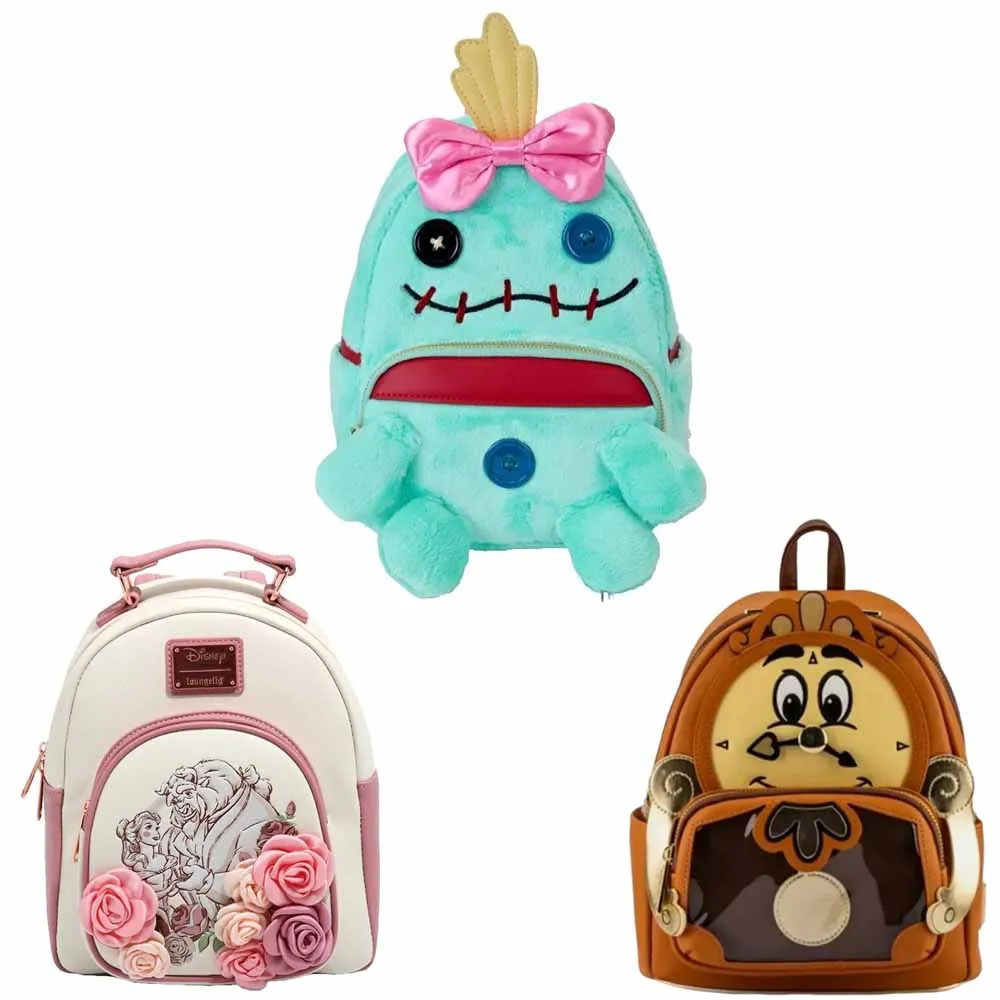 PU Leather Stitch Scrump Plush Cosplay Mini Backpack Beauty & Beast Cogsworth Cosplay Backpack Mini Double Shoulder Bags