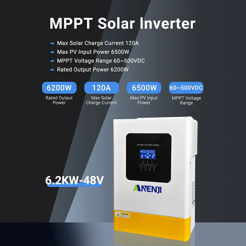 6.2KW Hybrid Solar Inverter Parallel On Grid Off Grid 48V MPPT 120A Solar Controller Pure Sine Wave Inverter With CT Sensor