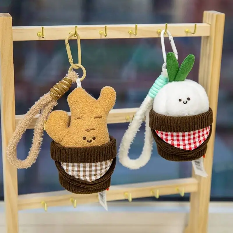 12cm Garlic Ginger Vegetable Plush Pendant Exquisite And Lovely Plush Doll Soft Animal Doll Backpack Decor Keychian