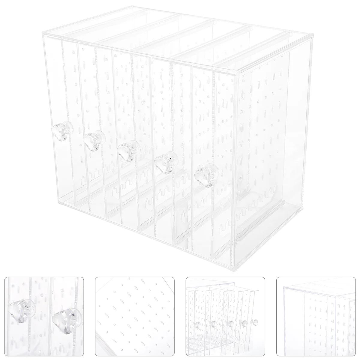 Transparent Earring Storage Box With Hooks Drawer Design Jewelry Organizer Holder Display Stand For Small Accessories Artwork