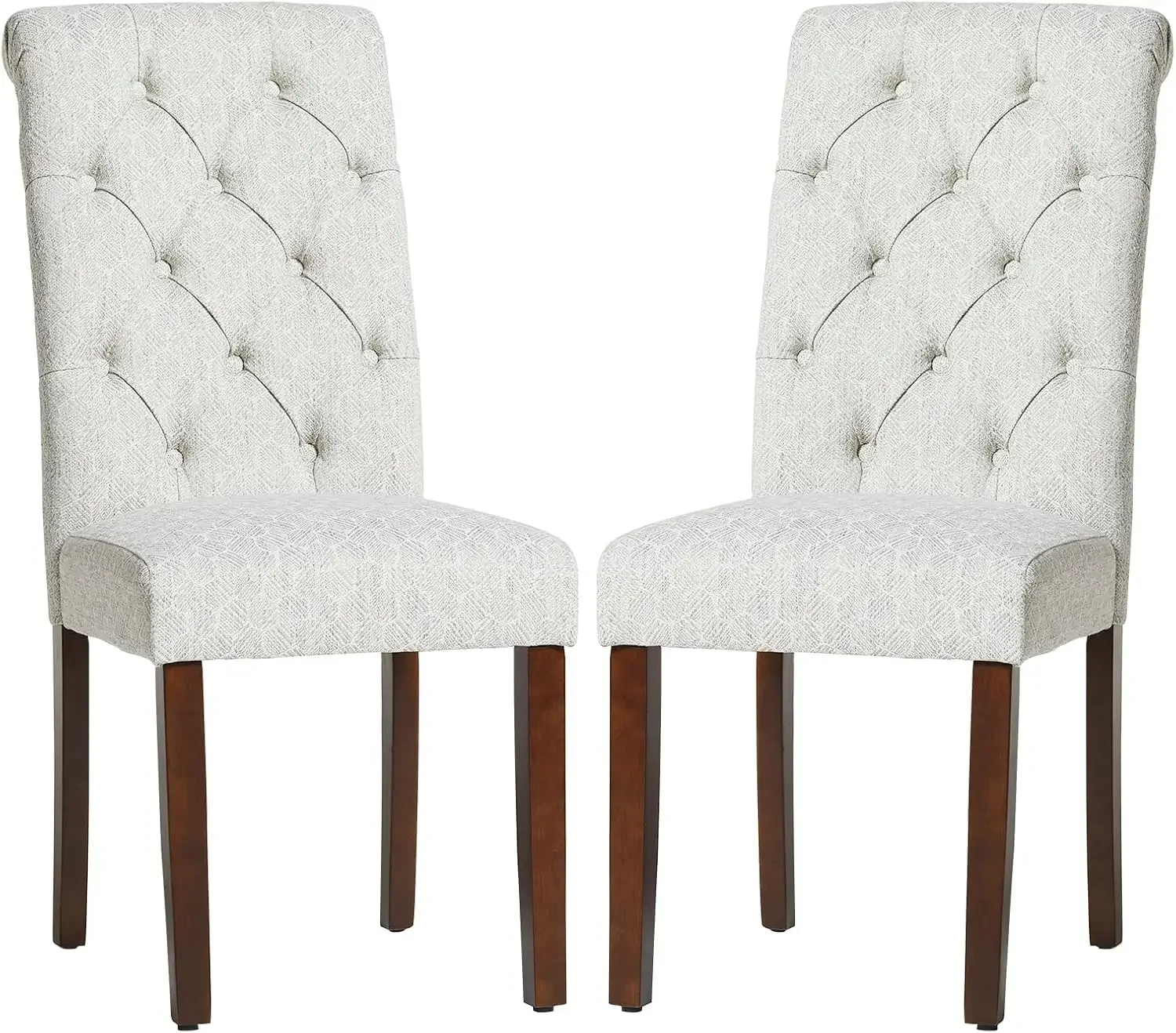 Button Tufted Dining Chairs Set of 2, Parsons Upholstered Fabric Dining Room Chairs Kitchen Chairs with Wood Legs and Pad