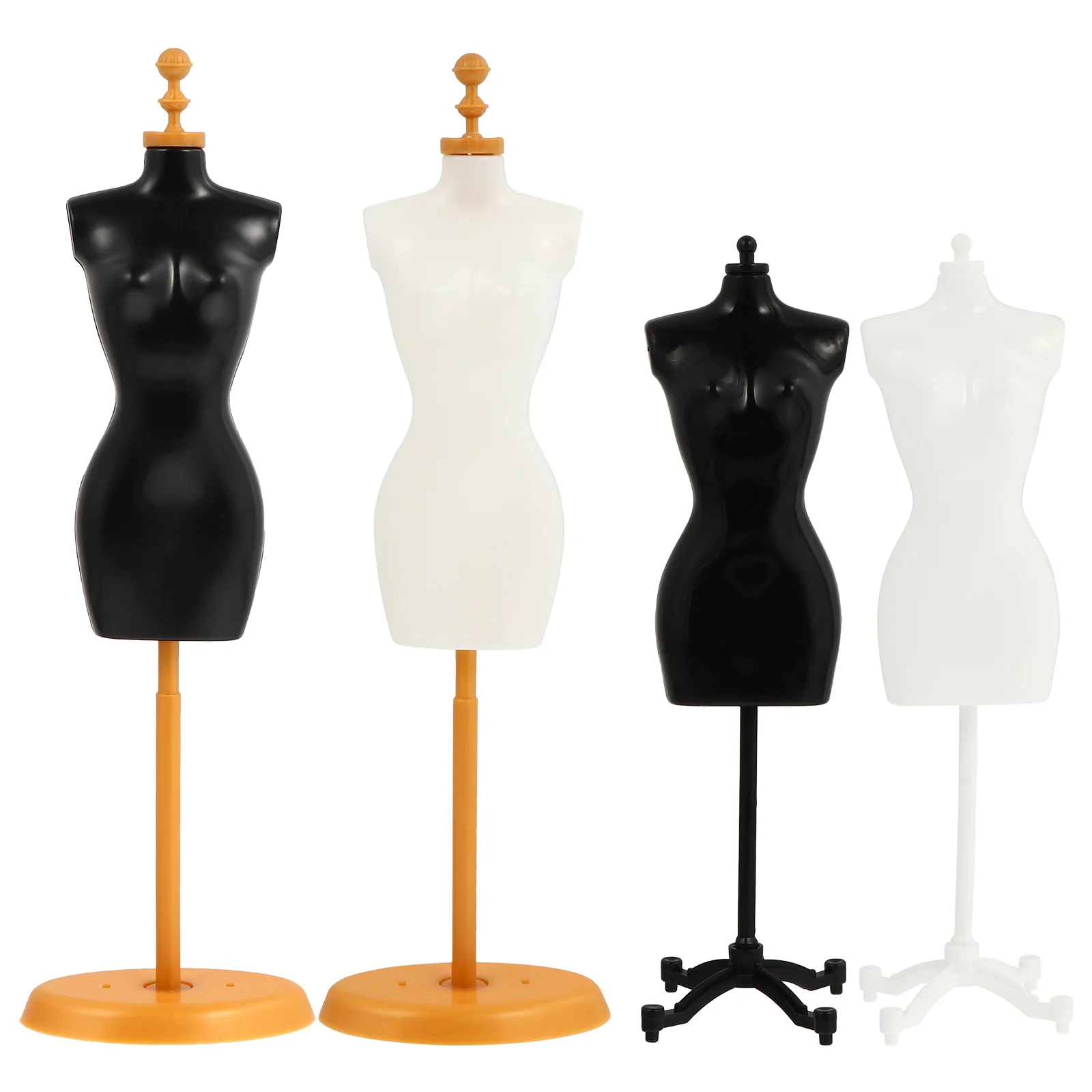 

4 Pcs Mannequin Stand Clothes Display Rack Apparel Fabric Small House Accessory Miniature Plastic Dress Form