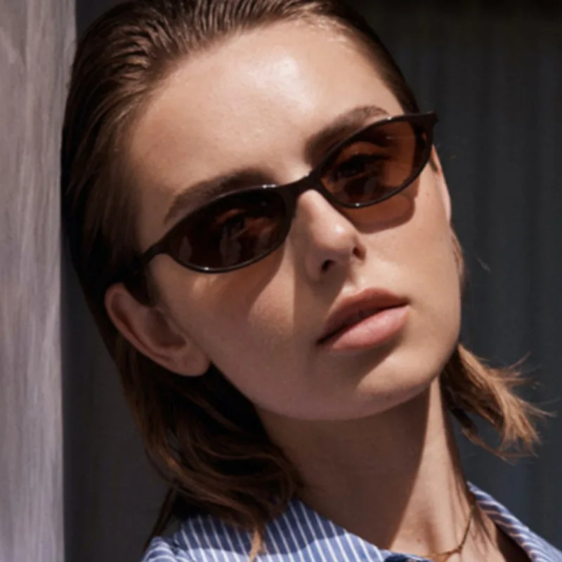 New Retro Oval Cat Eye Sunglasses for Women Y2k Trendy Small Narrow Sunnies 90s Designer Sun Glasses UV400 Gafas De Sol view 5