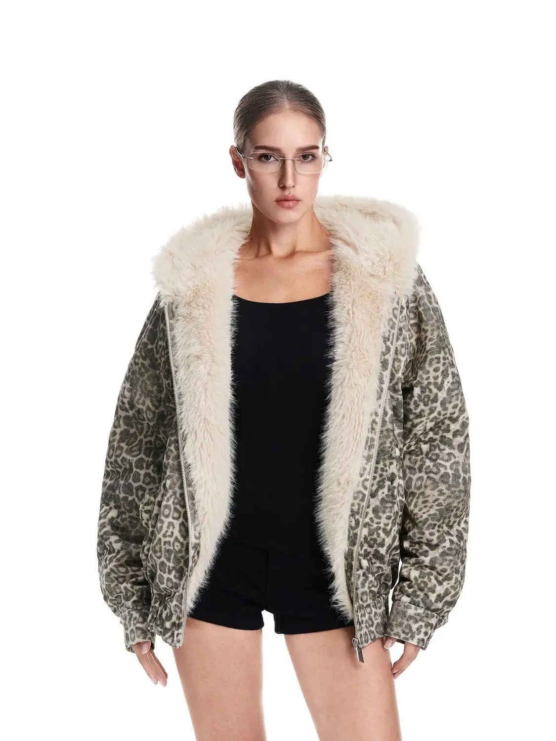 

American hot girl leopard print mountain carving cotton coat women's 2025 new autumn and winter couple warm zipper jacket trendy