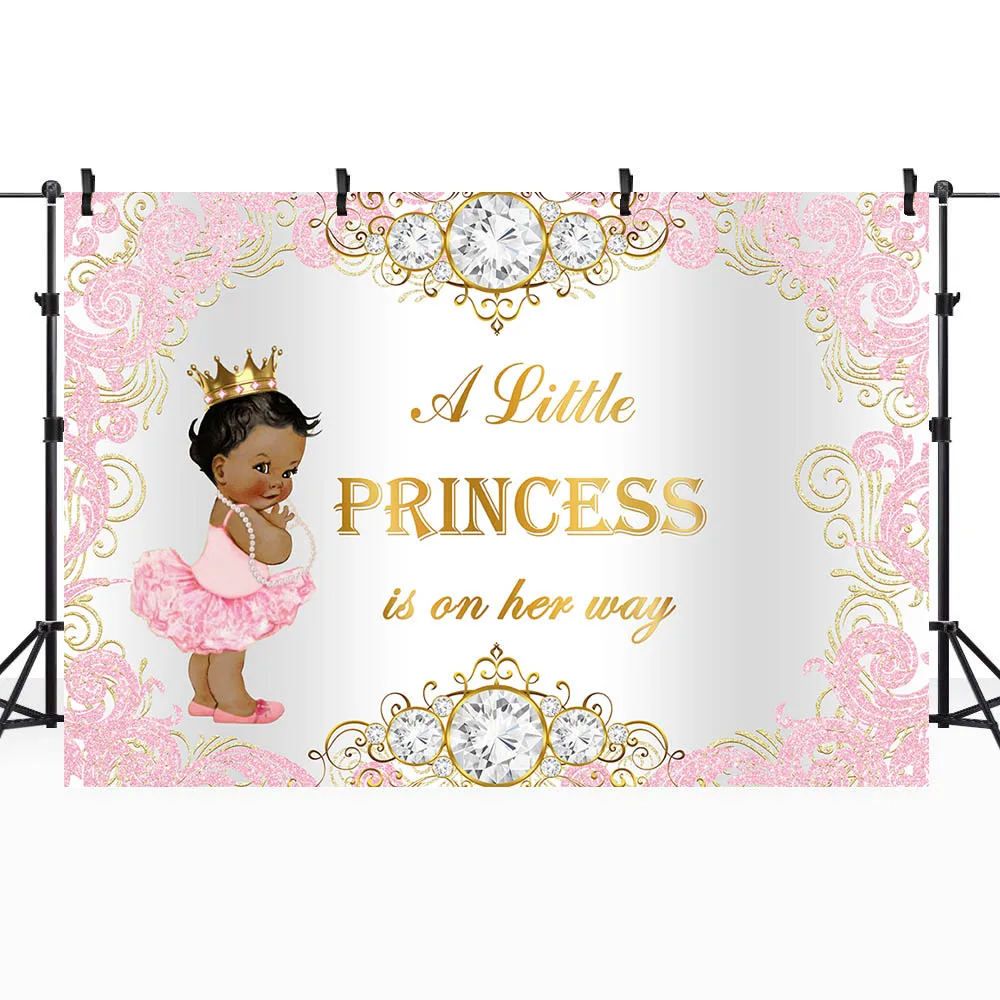 Mocsicka Royal Baby Shower ฉากหลังเพชรสีดําสาว Welcome Party ตกแต่งเจ้าหญิงน้อย Is On The Way ภาพพื้นหลัง