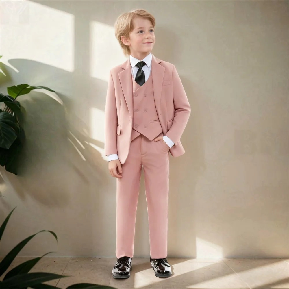

Fast Delivery Classic Ring Boy Suit Set Formal Single Breasted Four Pieces Suit Classic Party School Performance Costumes