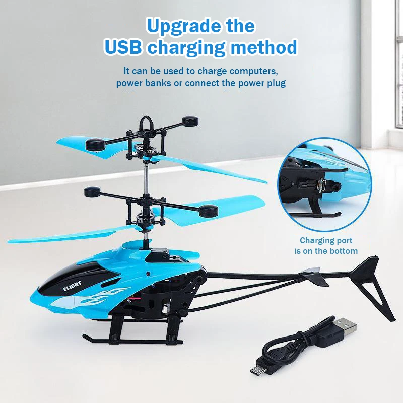 Induction Hover Helicopter Toy Novelty Kids Toys Aircraft High-Tech Hand-Controlled Drone Interactive Dual Wing Outdoor Gift