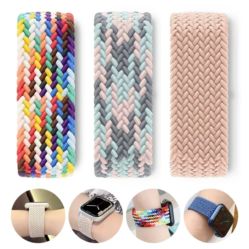 Braided Solo Loop Strap For Apple Watch Band 46mm 44/45mm 42mm 38/40/41mm Ultra 49mm Bracelet Correa iwatch Series 10 9 8 7 6 SE