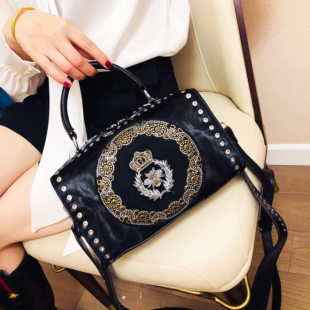 Brand Women Leather Handbags Fashion Rivet Female Tote Bag Black High Capacity Crossbody Bag Ladies 2022 New Luxury Shoulder Bag