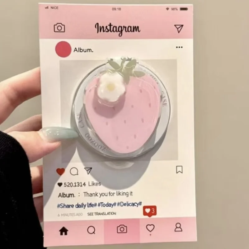 Strawberry rotating magnetic phone holder Magsafe Griptok grip, suitable for iPhone 16 17 wireless charging case