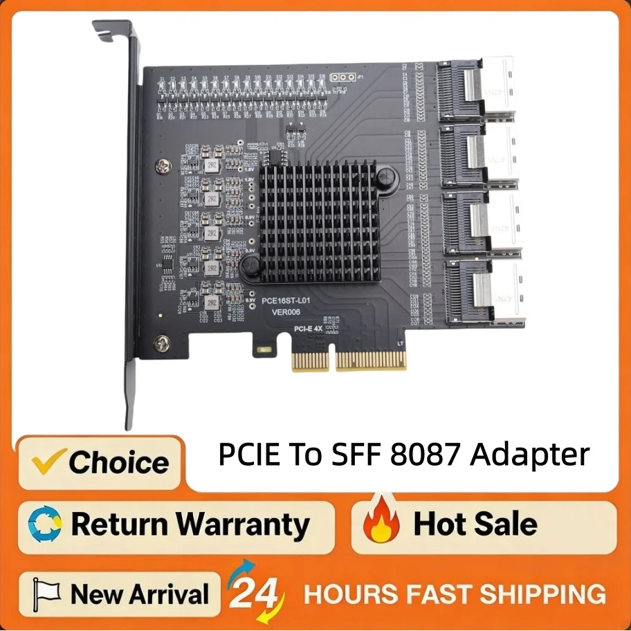 

Адаптер PCIE на 4 порта MINI SAS SFF 8087, поддержка систем Win 10, 11, 2003, карта расширения PCIe X4 на SFF8087, компьютерный аксессуар