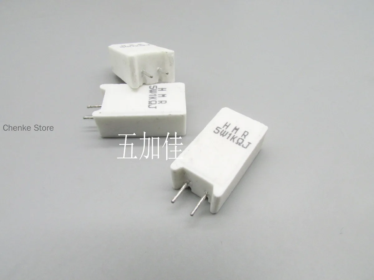 

30PCS/HMR 5W1KJ 1K 5W 1000R 5% imported cement wire wound resistor vertical frequency division ceramic resistor