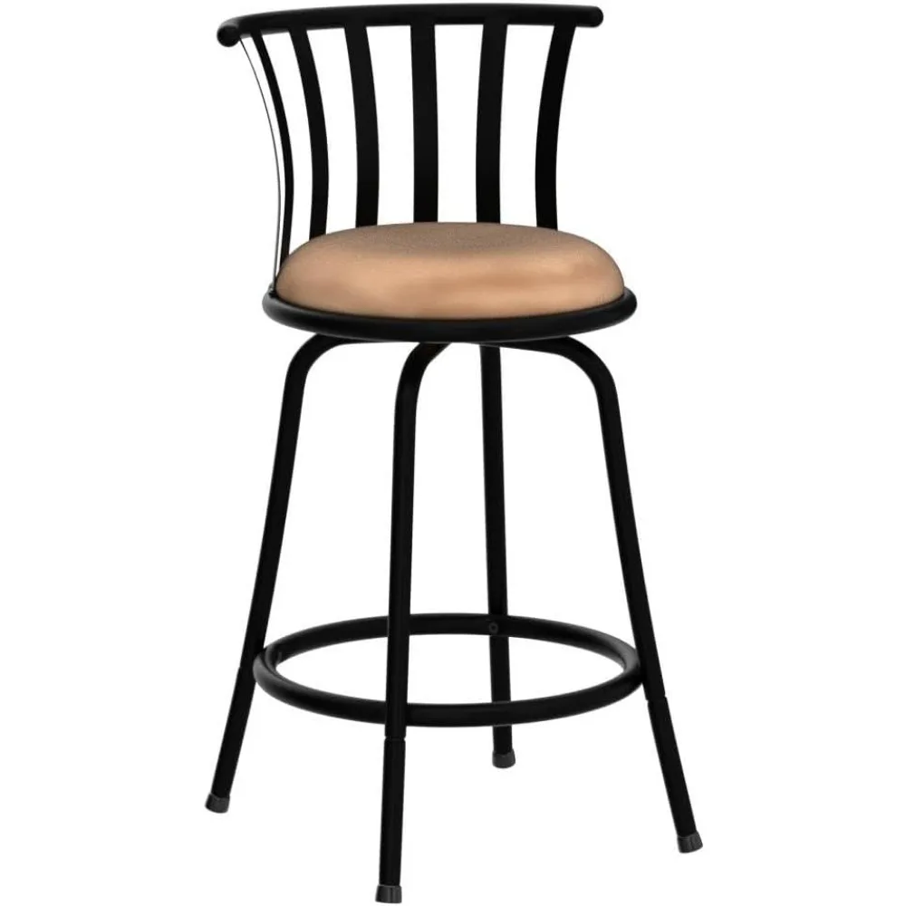 FurnitureR Classic Barstools Set of 2, Country Style Bar Chairs with Back and Footrest Swivel Counter Height Bar Stools for Kitc