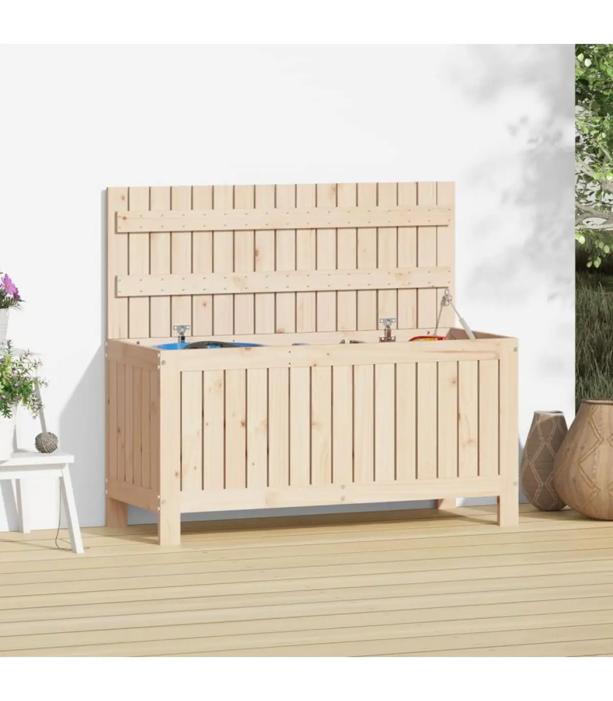 Outdoor storage boxes garden storage box solid pine wood 108x42,5x54 cm