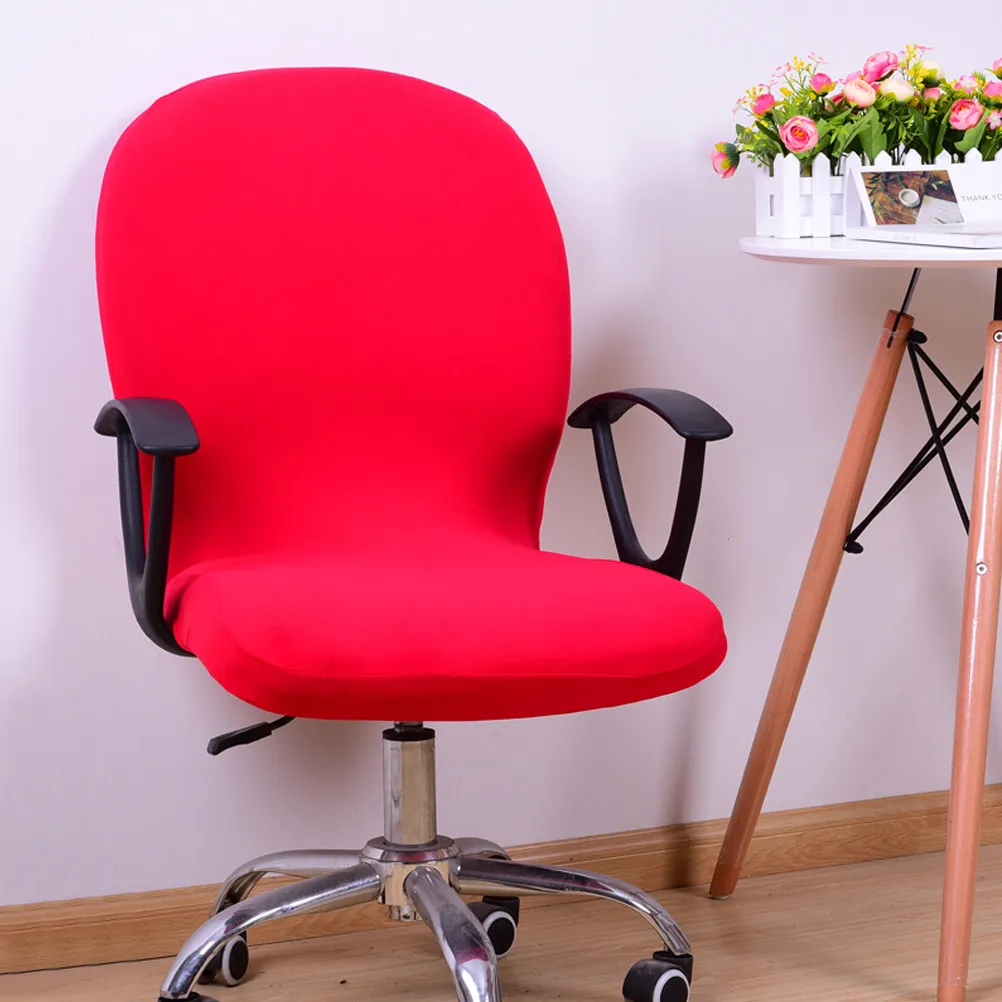 Rotating Armchair Cover Small Red Stretch Elastic Seat Back Protection Office Chair Slipcover Desk Chair Cover