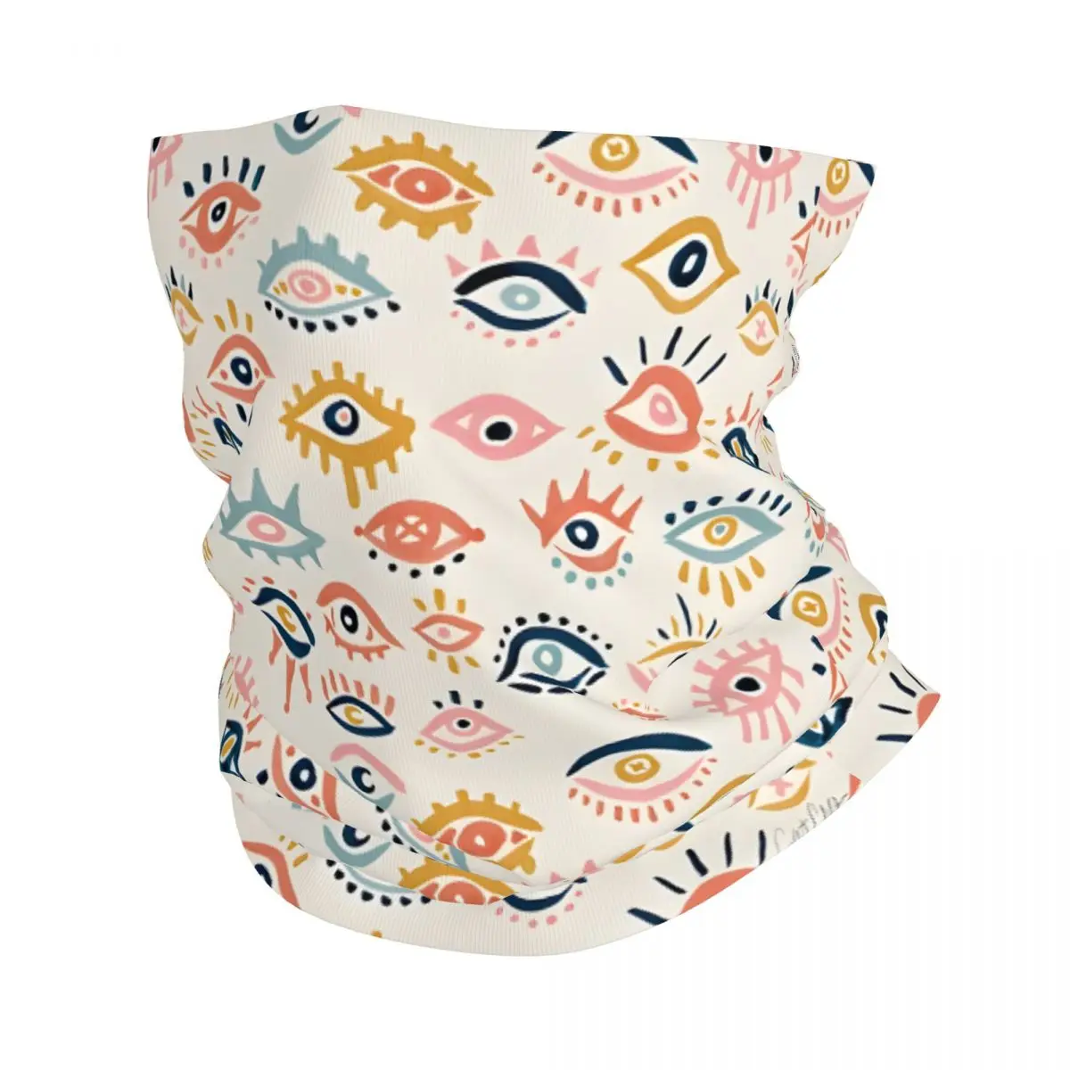 Mystic Eyes Primary Palette Art Print Scarf Neckerchief Neck Face Mask Polyester