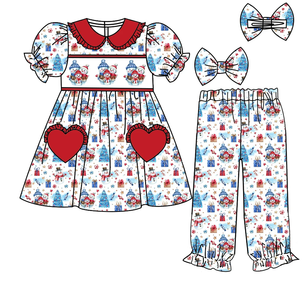 

Boys Girls Christmas Blue Cartoon Print Series Lapel Exquisite Pajama Set Customized Family Set