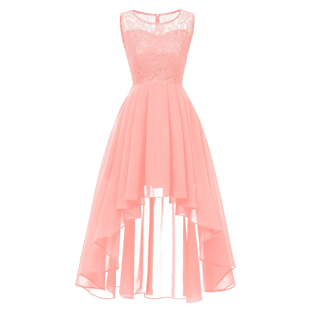 Vestido de gasa empalmado de encaje Alto y Bajo, elegante, para fiesta de graduación, novedad de 2024