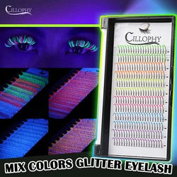 Mix Colors Glitter Eyelash Extensions Fashion Diamond Shiny Colorful False Russian Volume Individual Lashes Fans Party Cosplay