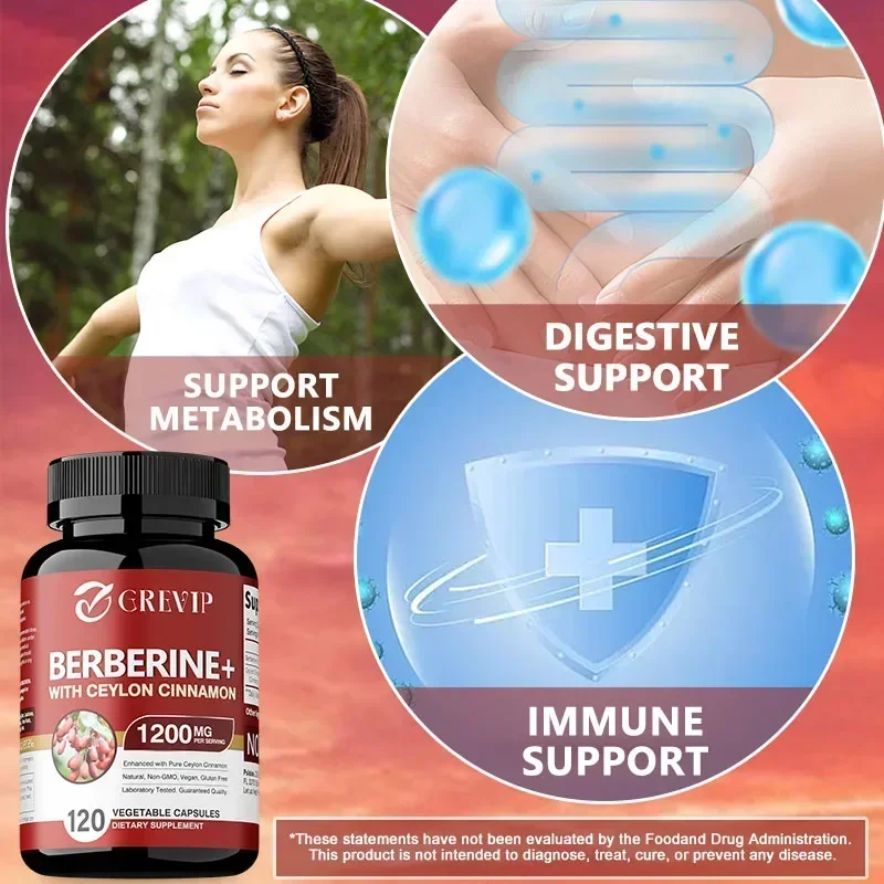 

Berberine with Ceylon Cinnamon Capsules - Appetite Control, Healthy Weight Management, Immune Support,Digestion Support