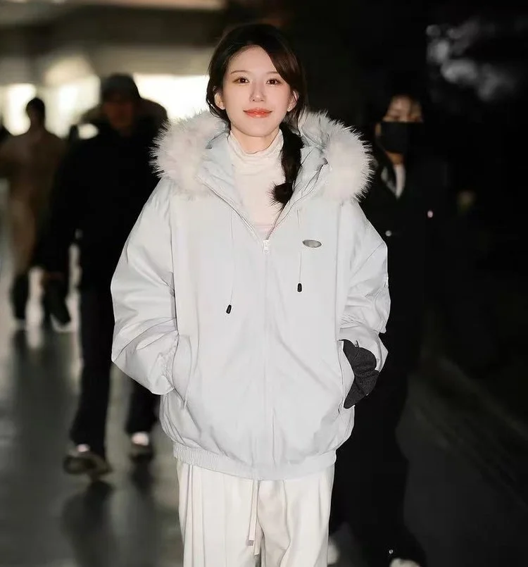 

Parkas Vintage Womens Winter Female's High-Street Lambswool Padded Active Multi-Functional Embroidered Light Cotton High-End Hot