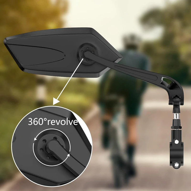 Bike Mirror 2 Pack, Bike Mirrors Handlebar Rearview Mirror, 360° Rotatable Bike Rear View Mirror, Safe Wide Angle HD Easy To Use