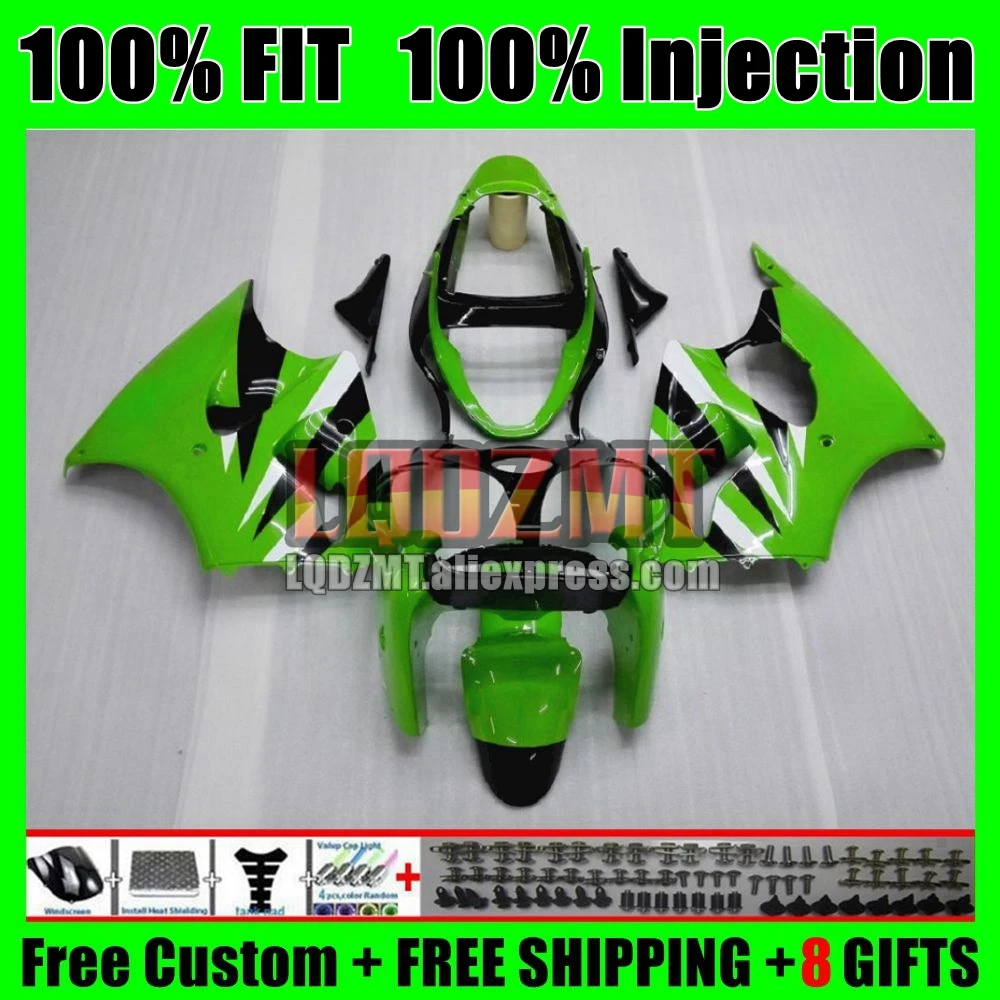 ZX636 Bodys For KAWASAKI NINJA ZX 6R 636 Green black 6 R 2000 2001 2002 43No.7 600CC ZX-6R ZX600 ZX-636 ZX6R 00 01 02 Fairing