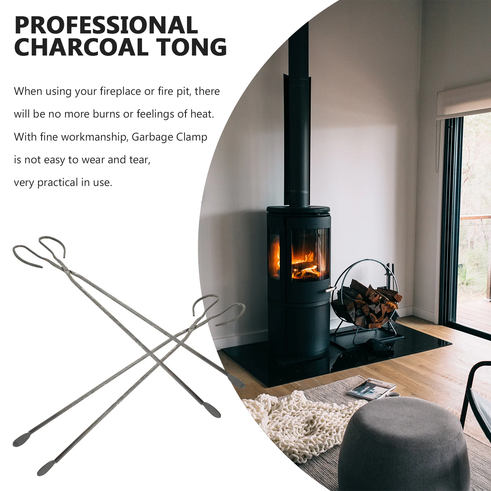 

2pcs Fire Tongs Metal Long Tong For Fireplace Wood Stove Outdoor Bonfire Bbq Reusable Coal Tongs Garbage Pickup Clip Household